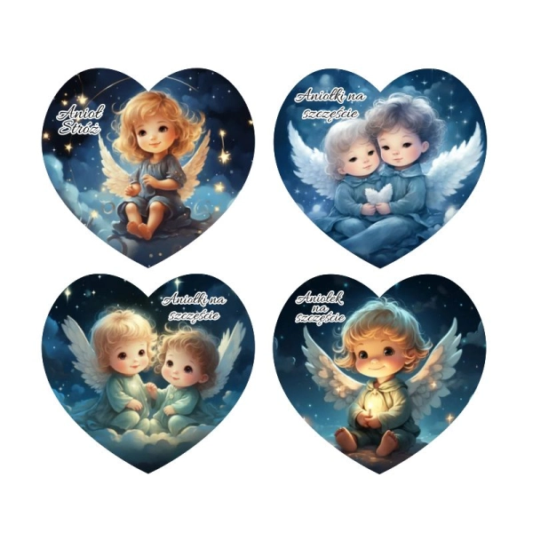 Magnes serce z aniołem MIX WZORÓW